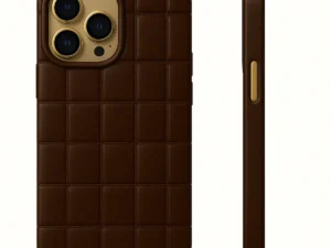 Ultra-Luxury Crocodile Leather Case – Dark Brown & Gold