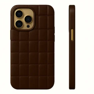 Ultra-Luxury Crocodile Leather Case – Dark Brown & Gold